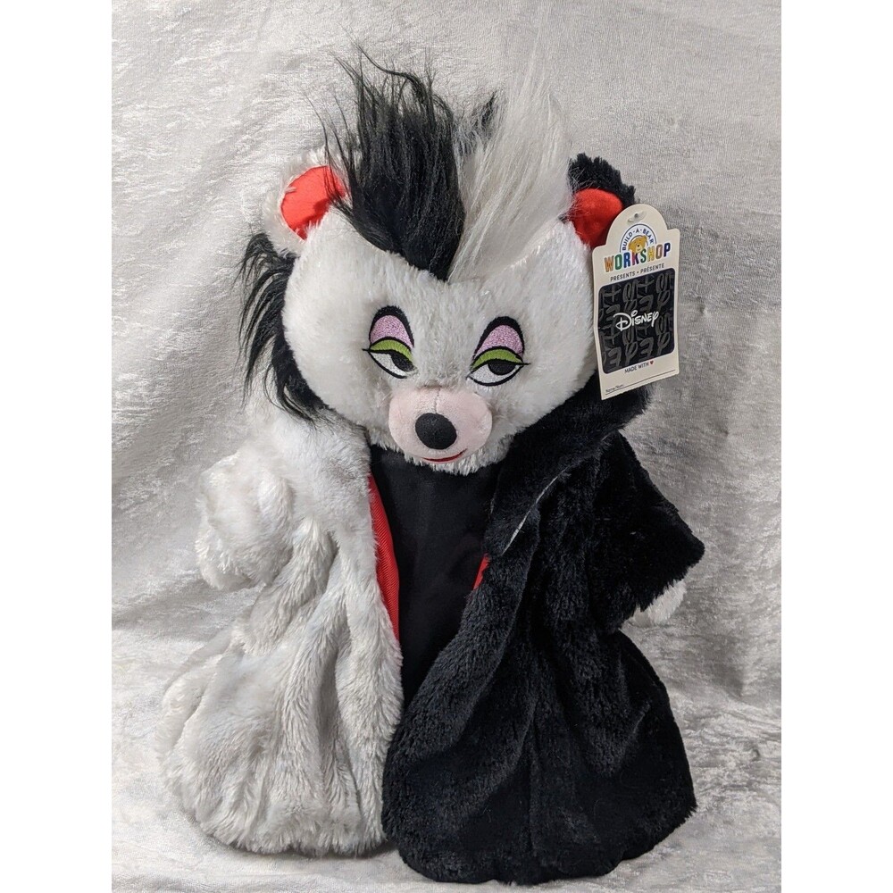 Build a Bear Cruella de Vil Disney NWT BAB Plush Stuffed Animal Dress Coat 17"